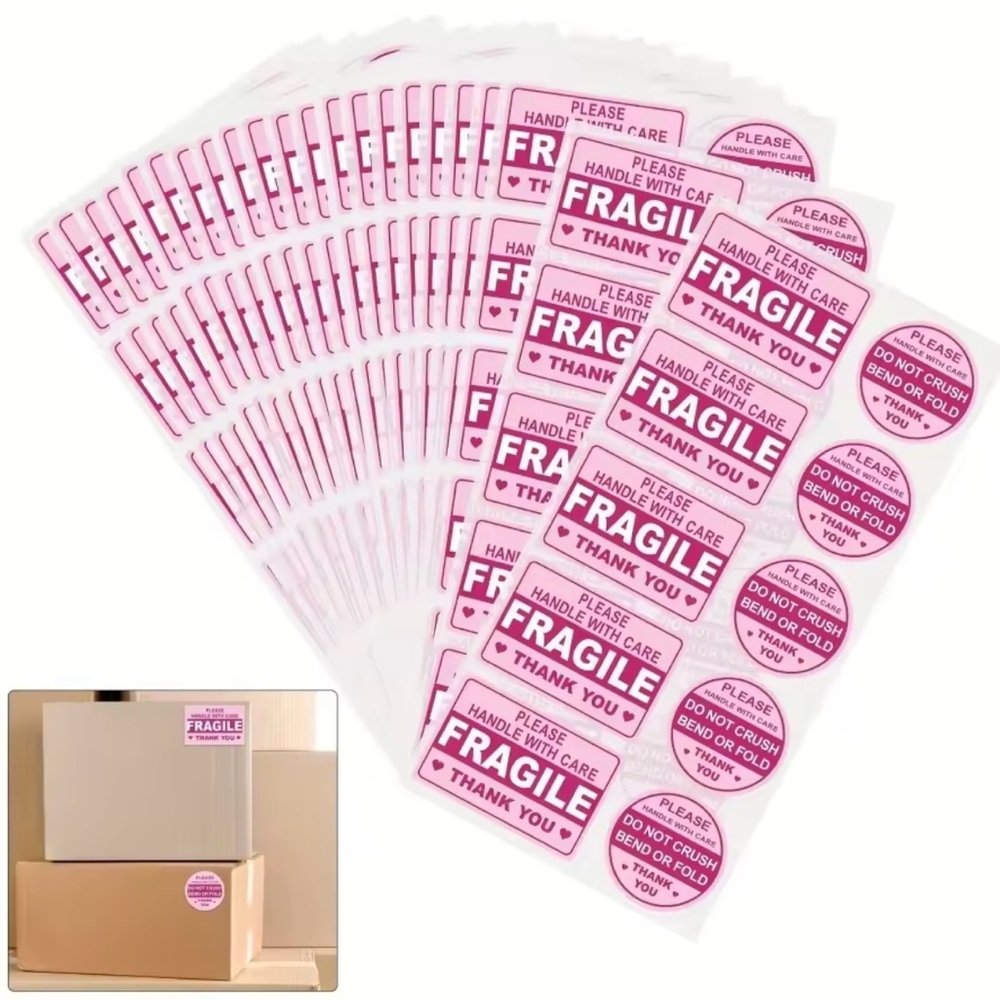 100 Please Handle With Care Shipping Stickers Fragile & Do Not Crush Stickers